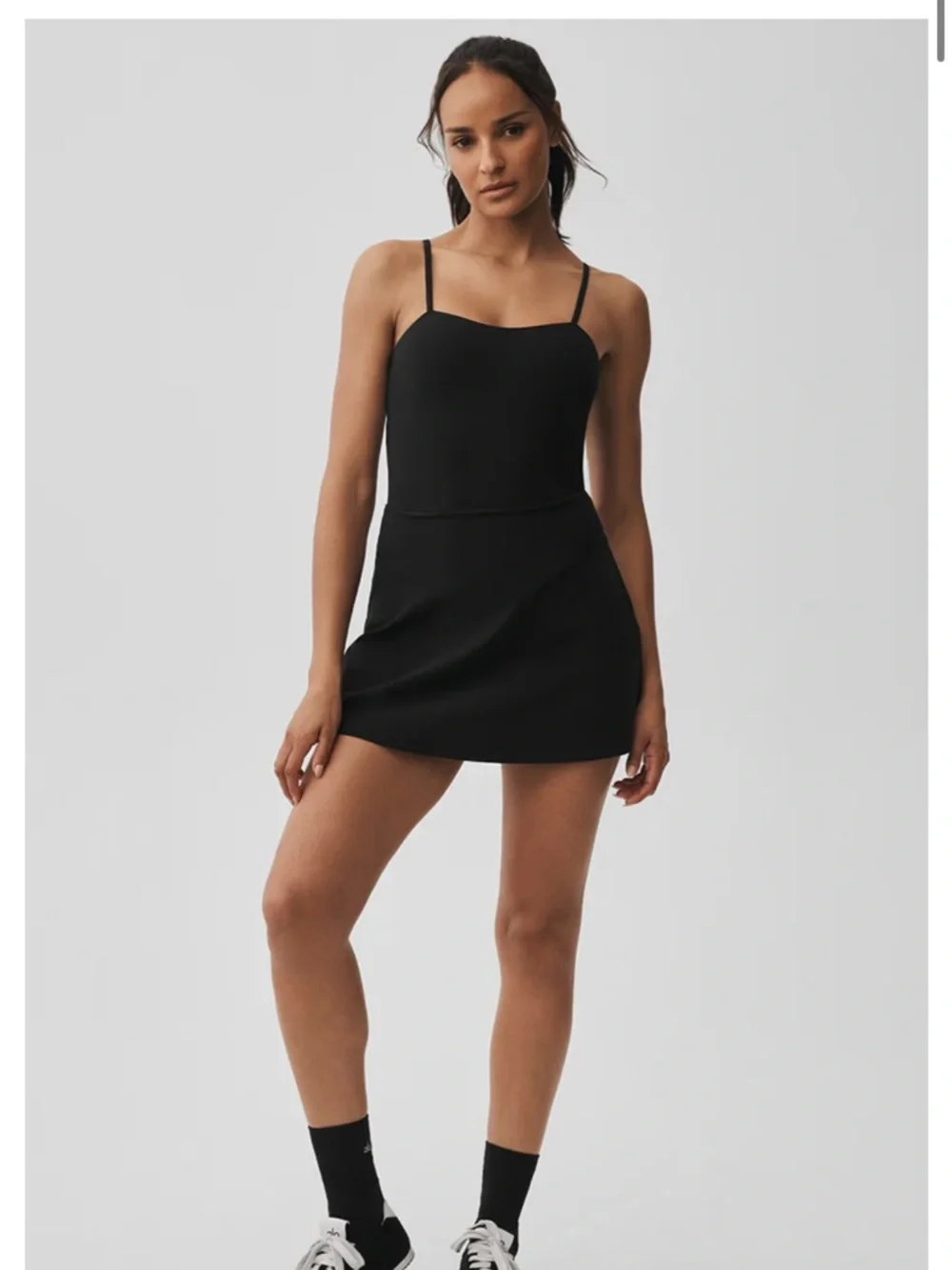 ALO Yoga Black Mini Dress with Spaghetti Straps - Picture 1 of 5